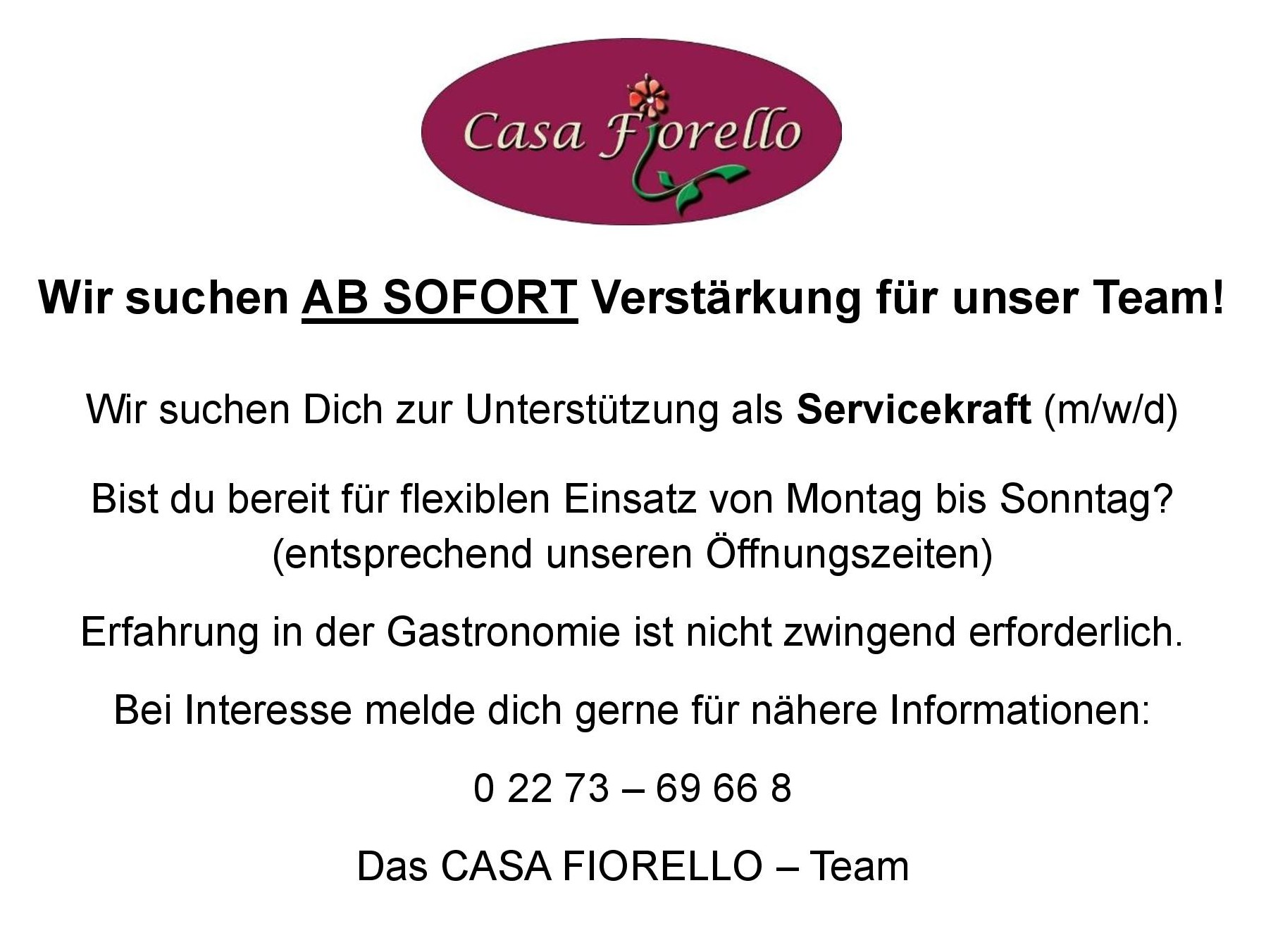 Mitarbeiter/in (m/w/d) gesucht